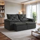 Ver imagem 1 de Sofá Retrátil e Reclinável 3 Lugares Suede Grécia 196cm Cinza
