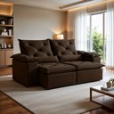 Ver imagem 1 de Sofá Retrátil e Reclinável 3 Lugares Suede Grécia 196cm Marrom