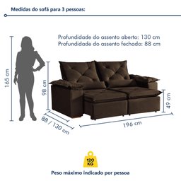 Sofá Retrátil e Reclinável 3 Lugares Grécia K52 - 9