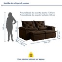 Ver imagem 4 de Sofá Retrátil e Reclinável 3 Lugares Suede Grécia 196cm Marrom