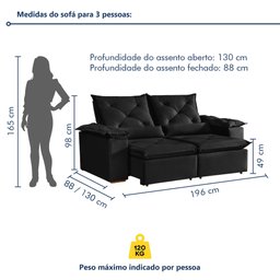 Sofá Retrátil e Reclinável 3 Lugares Grécia K52 - 9