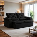 Ver imagem 1 de Sofá Retrátil e Reclinável 2 Lugares Suede Grécia 196cm Preto