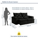 Ver imagem 4 de Sofá Retrátil e Reclinável 2 Lugares Suede Grécia 196cm Preto