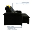 Ver imagem 5 de Sofá Retrátil e Reclinável 2 Lugares Suede Grécia 196cm Preto