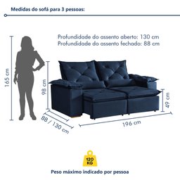 Sofá Retrátil e Reclinável 3 Lugares Grécia K52 - 9