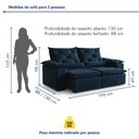 Ver imagem 4 de Sofá Retrátil e Reclinável 3 Lugares Suede Grécia 196cm Azul