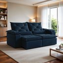 Ver imagem 1 de Sofá Retrátil e Reclinável 3 Lugares Suede Grécia 196cm Azul
