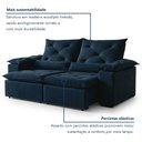 Ver imagem 7 de Sofá Retrátil e Reclinável 3 Lugares Suede Grécia 196cm Azul