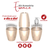 Kit Acessório Saboneteira Porta Escova e Algodão para Banheiro Essence Cor Bege Durín - 3