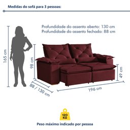 Sofá Retrátil e Reclinável 3 Lugares Grécia K52 - 9