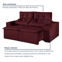 Sofá Retrátil e Reclinável 2 Lugares 194cm Libra - 5