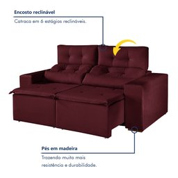 Sofá Retrátil e Reclinável 2 Lugares 194cm Libra - 2