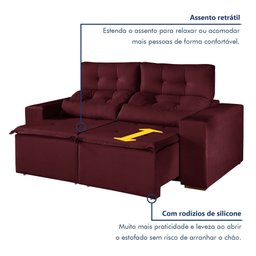 Sofá Retrátil e Reclinável 2 Lugares 194cm Libra - 3