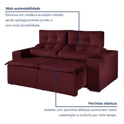 Sofá Retrátil e Reclinável 2 Lugares 194cm Libra - 4