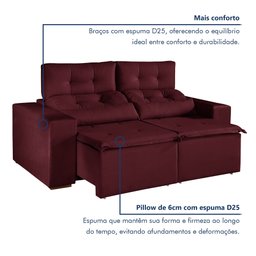 Sofá Retrátil e Reclinável 2 Lugares 194cm Libra - 6