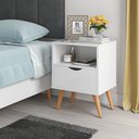 Ver imagem 1 de Mesa de Cabeceira Pés Madeira Maciça Grécia - Branco