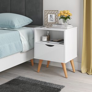 Mesa de Cabeceira Pés Madeira Maciça Grécia - Branco