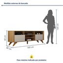 Ver mais imagens de Rack Bancada 2 Portas Pés Madeira Maciça Mariana Vademoveis Cinamomo/off White