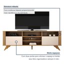 Ver imagem 3 de Rack Bancada 2 Portas Pés Madeira Maciça Mariana Vademoveis Cinamomo/off White