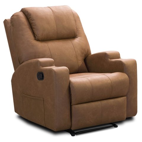 Poltrona do Papai Retrátil Reclinável com Porta-copos Celina F04 Couríssimo Marrom - Lyam Decor
