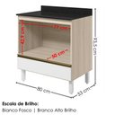 Ver imagem 3 de Balcao com Tampo e Nicho para Forno 1 Gaveta MDF 80 cm Kali 1640622 Bianco Toq Branco Nicioli
