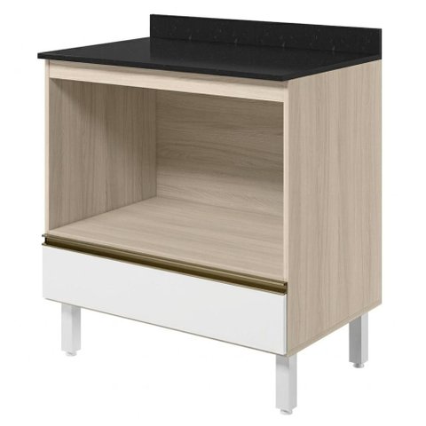 Balcao com Tampo e Nicho para Forno 1 Gaveta MDF 80 cm Kali 1640622 Bianco Toq Branco Nicioli