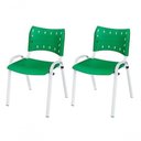 Ver imagem 1 de Cadeira Iso Base Branco , Escritório Verde - Kit 2 Un