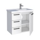 Ver imagem 3 de Gabinete para Banheiro em Aço 3 Gavetas Ameixa Branco