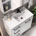 Ver imagem 6 de Gabinete para Banheiro em Aço 3 Gavetas Ameixa Branco