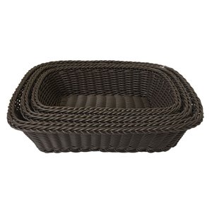 CONJUNTO DE CESTOS EM FIBRA SINTETICA MARROM 3 PCS G 30CM X 2 BTC Decor