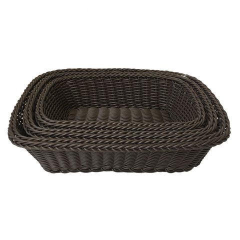 CONJUNTO DE CESTOS EM FIBRA SINTETICA MARROM 3 PCS G 30CM X 2 BTC Decor