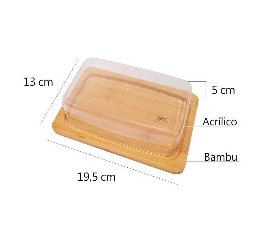 Porta Manteiga em Bambu e Acrílico 19cm Manteigueira Yoi - 5