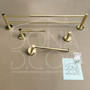 Ver imagem 6 de Jogo Acessorios Dourado Brilhoso Kit Banheiro Aço Inox 4 Peças Papeleira Cabide Porta Toalha Duplo