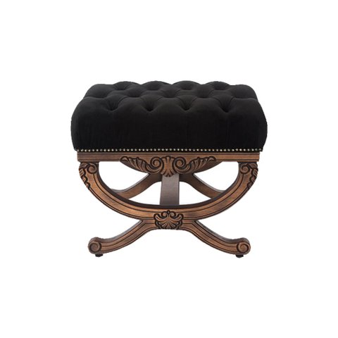 Puff Decorativo Sala de Estar Arsenal Veludo Preto - Gran Belo