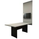 Ver imagem 3 de Conjunto Sala de Reunião Mesa 1,80m Cs Pre Painel para Tv F5 Cor:cinza Sagrado com Preto