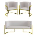 Ver imagem 1 de Kit 2 Poltronas + Sofá 2 Lugares para Recepção Gold Veludo Cor:bege