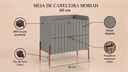 Ver imagem 2 de Mesa de Cabeceira Moriah 60cm Cinza MDF Estilo Industrial com Pés de Aço Cobre com 2 Gavetas