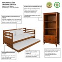 Ver imagem 2 de Kit Sofá Cama Enjoy em Madeira Maciça com Estante Livreiro Sofisticada 2 Portas Castanho