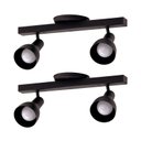 Ver imagem 1 de Kit 2 Trilhos Spot Duplo com Canopla 2 Lâmpadas Direcionáveis Casa Cozinha Teto Cor: Preto