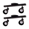 Kit 2 Trilhos Spot Duplo com Canopla 2 Lâmpadas Direcionáveis Casa Cozinha Teto Cor: Preto - 1