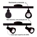 Ver imagem 4 de Kit 2 Trilhos Spot Duplo com Canopla 2 Lâmpadas Direcionáveis Casa Cozinha Teto Cor: Preto