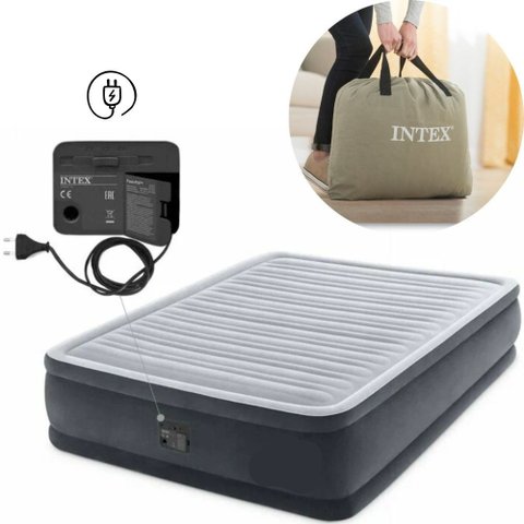 Kit 02 Colchão Casal Inflável Intex Dura Beam Comfort Plush com Bomba Elétrica Embutida