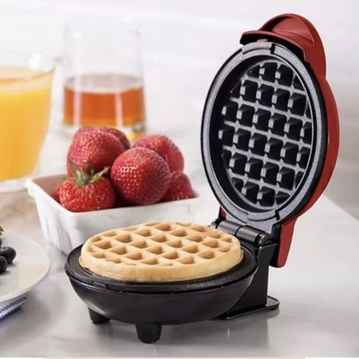 Mini Maquina de Waffles Panqueca Refeiçao Cafe da Manha Lanche Cozinha Placa Antiaderente Portatil L - 2