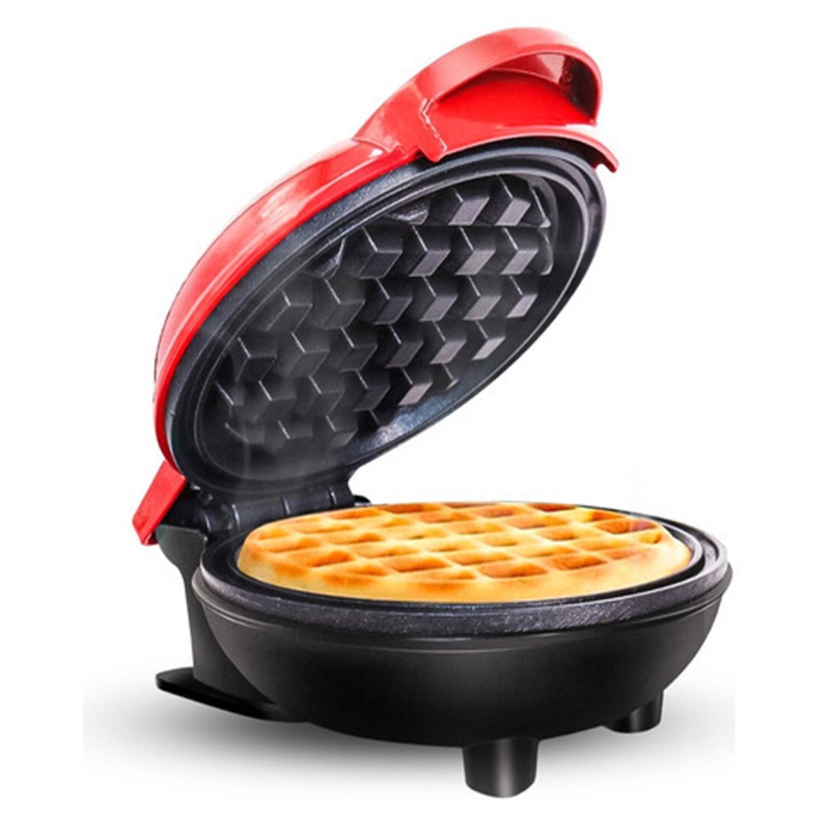 Mini Maquina de Waffles Panqueca Refeiçao Cafe da Manha Lanche Cozinha Placa Antiaderente Portatil L - 3
