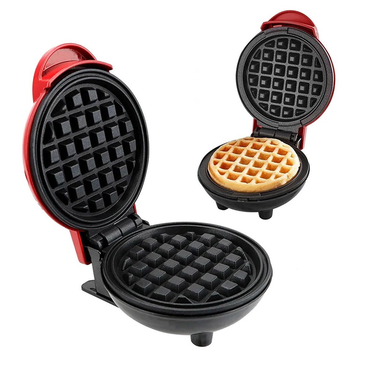 Mini Maquina de Waffles Panqueca Refeiçao Cafe da Manha Lanche Cozinha Placa Antiaderente Portatil L