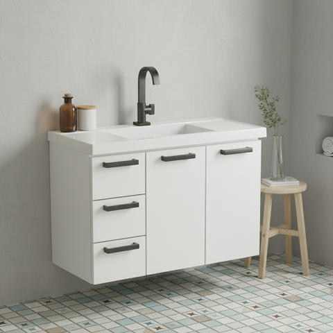 Gabinete para Banheiro em Aço 3 Gavetas 81cm Damasco 