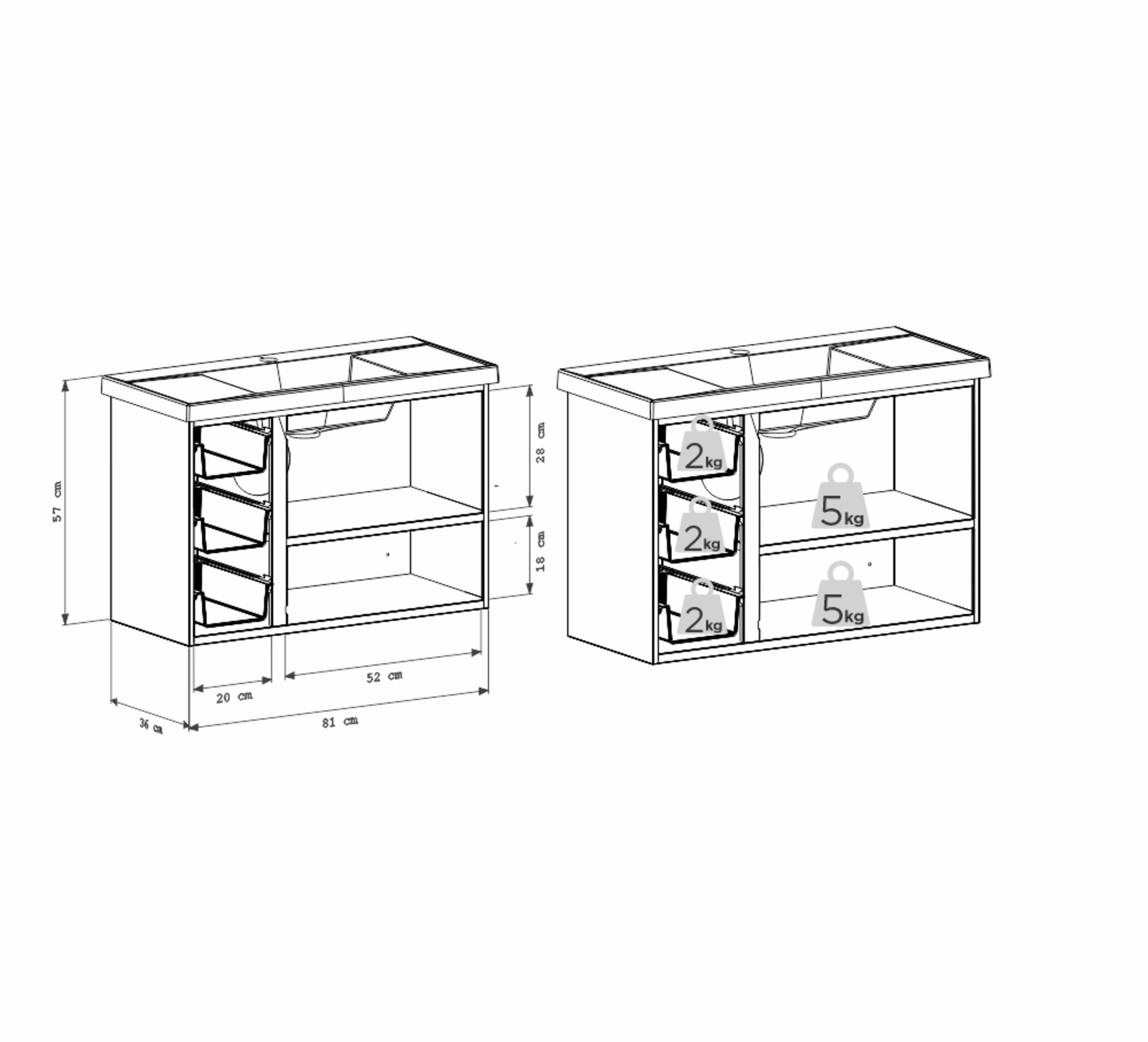 Gabinete para Banheiro em Aço 3 Gavetas 81cm Damasco  - 9