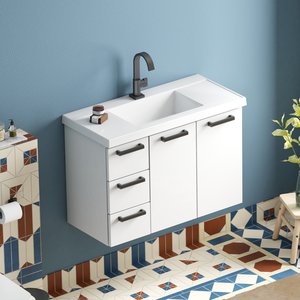 Gabinete para Banheiro em Aço 3 Gavetas 81cm Damasco 