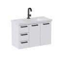 Ver imagem 2 de Gabinete para Banheiro em Aço 3 Gavetas 81cm Damasco Branco