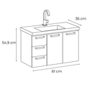 Ver imagem 3 de Gabinete para Banheiro em Aço 3 Gavetas 81cm Damasco Branco